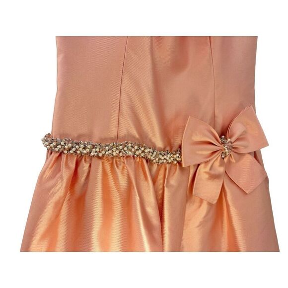 Ricky freeman Teri Jon 100% silk sleeveless peach dress size 2 - Picture 12 of 14